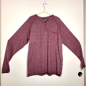 Hudson & Barrow,Men's XL, Burgundy Heather Long Sleeve Henley